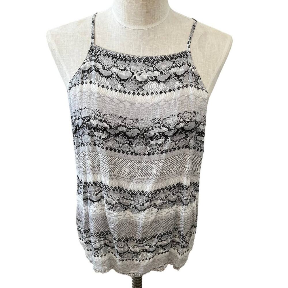 Cloth & Stone Halter Tank Top Snake Lace Print S